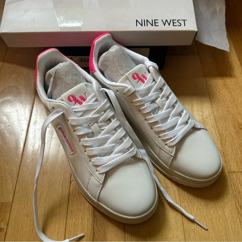 Nine West White and Pink Casual Sneakers NWT
